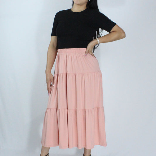 SOFT PINK FLOWY SKIRT FOR WOMEN